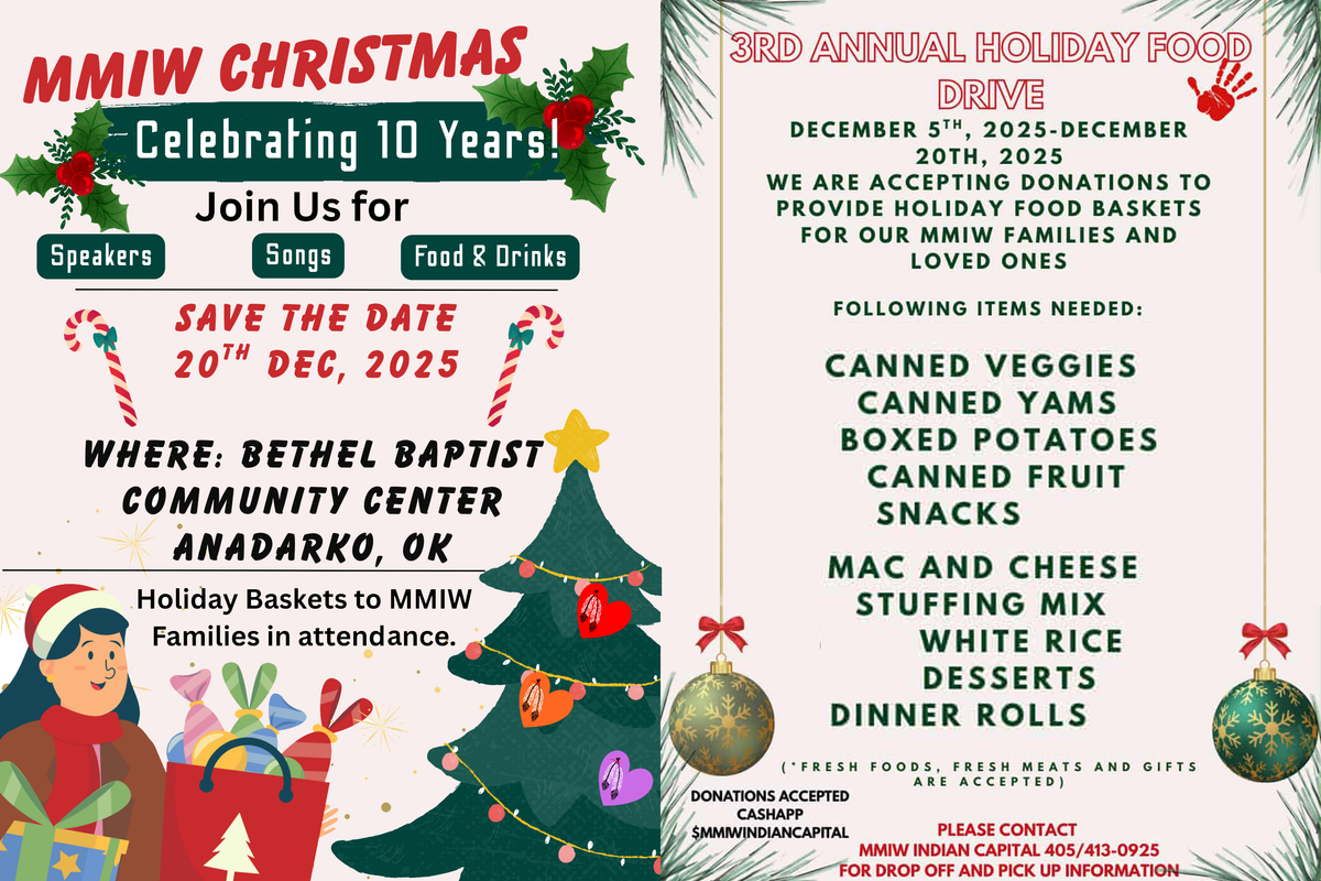 MMIW Indian Capital celebration and holiday food drive happening this week